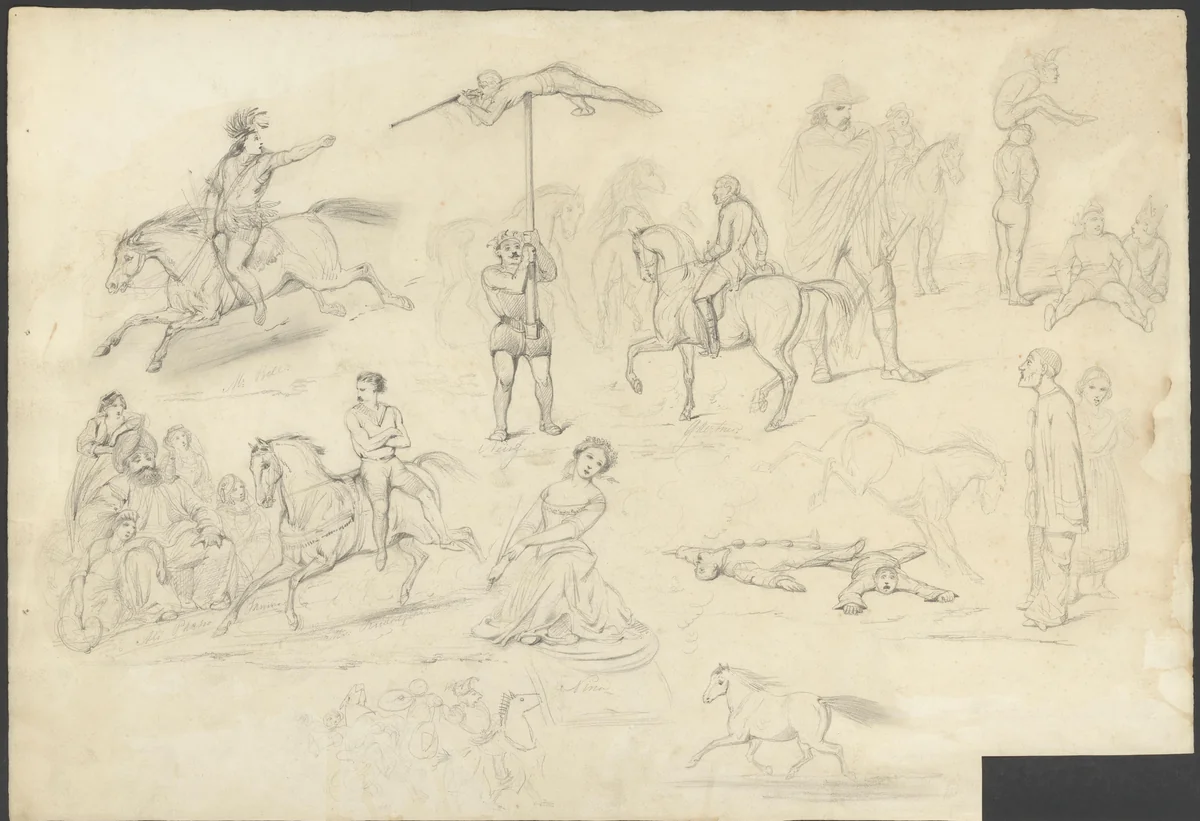 Circusartiesten by Karel Frederik Bombled, drawing, 1864-1902