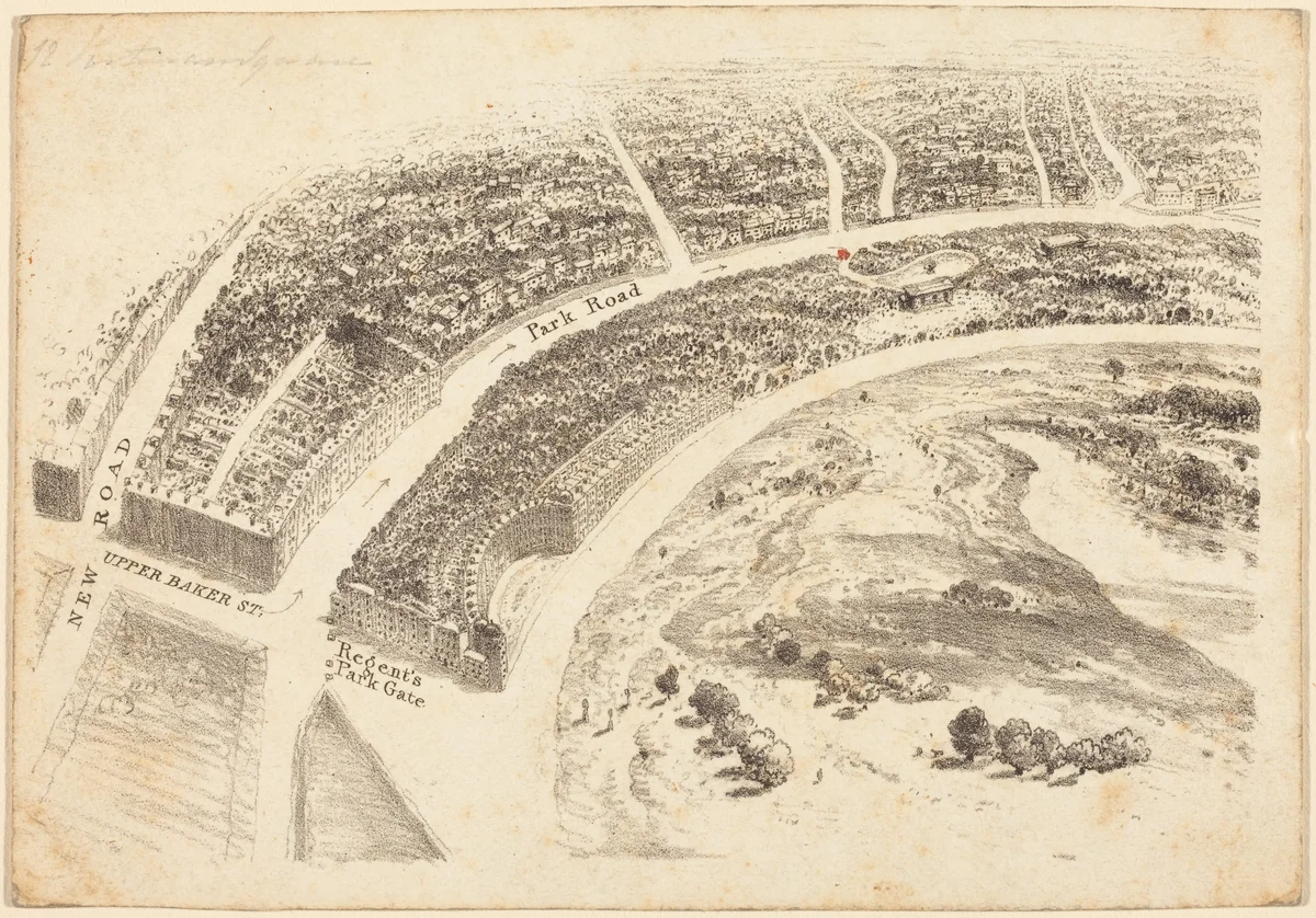 Invitation? with Aerial View of Regent's Park by British 19th Century, print, 1824
