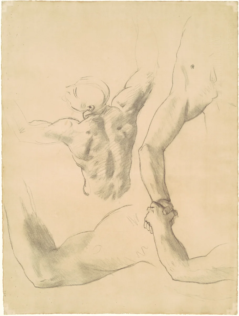 Studies for "Two Classical Male Figures Wrestling" by John Singer Sargent, drawing, 1919-1920