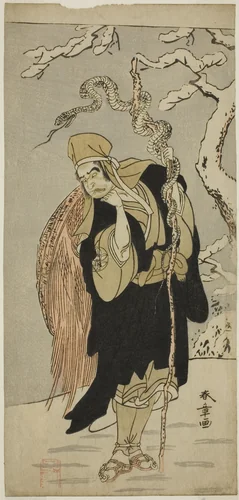 The Actor Ichimura Uzaemon IX as Aza-maru in the Play Yui Kanoko Date-zome Soga, Performed at the Ichimura Theater in the First Month, 1774 by Katsukawa Shunsho (勝川 春章), print, 1769-1779
