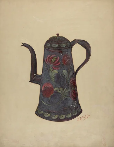 Toleware Coffee Pot by William Antrim, index of american design, 1936