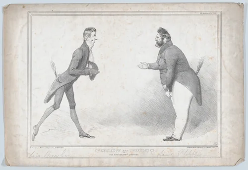 Tweedledum and Tweedledee, or, The Schoolmaster [i]s abroad! by John Doyle, print, 1835