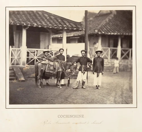 Riche Annamite montant à cheval, Cochinchine by Emile Gsell, photograph, 1866