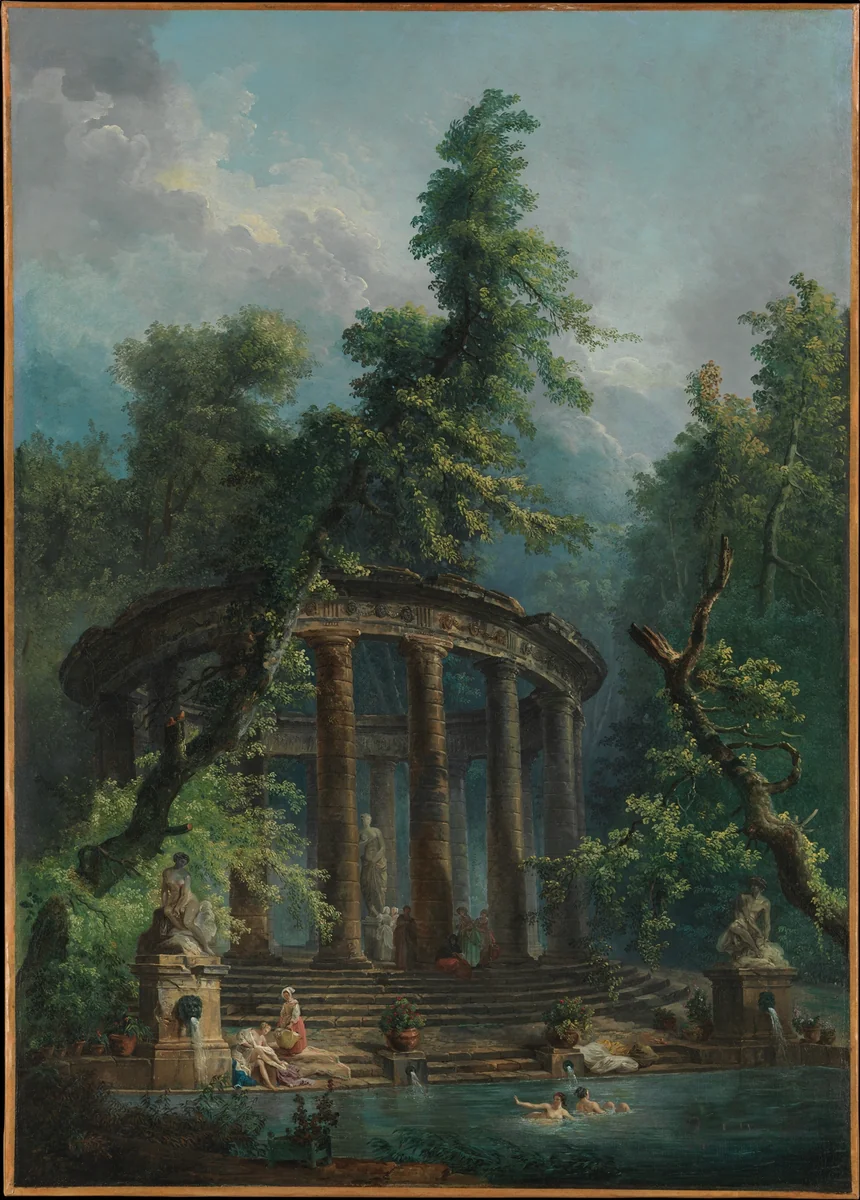 The Bathing Pool by Hubert Robert, painting, 1777-1779