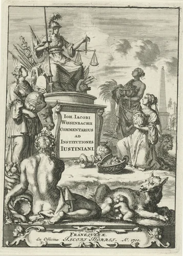 Rome omringd door Europa, Afrika en Azië by Jan Luyken, print, 1700