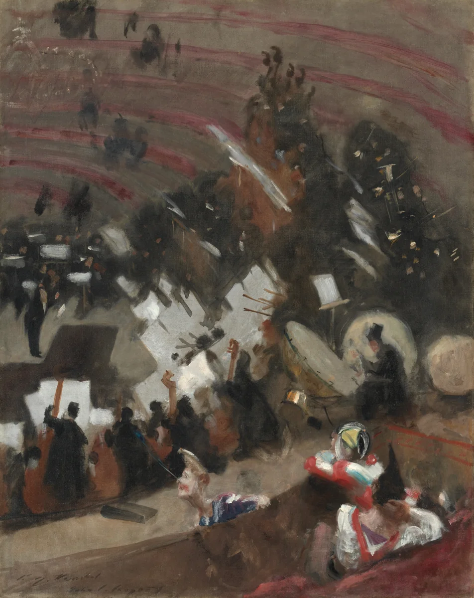 Rehearsal of the Pasdeloup Orchestra at the Cirque d'Hiver by John Singer Sargent, painting, 1879
