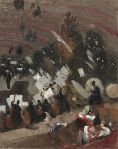 Rehearsal of the Pasdeloup Orchestra at the Cirque d'Hiver by John Singer Sargent, painting, 1879