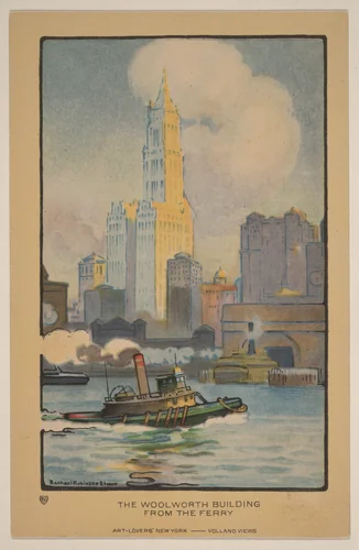 The Woolworth Building from the Ferry by Rachael Robinson Elmer, print, 1914