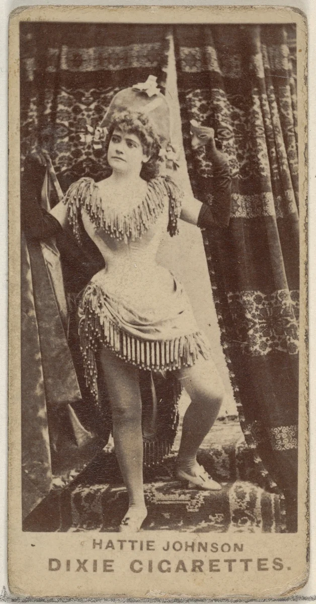 Hattie Johnson, from the Actors and Actresses series (N45, Type 7) for Dixie Cigarettes by Allen & Ginter, photograph, 1885-1891