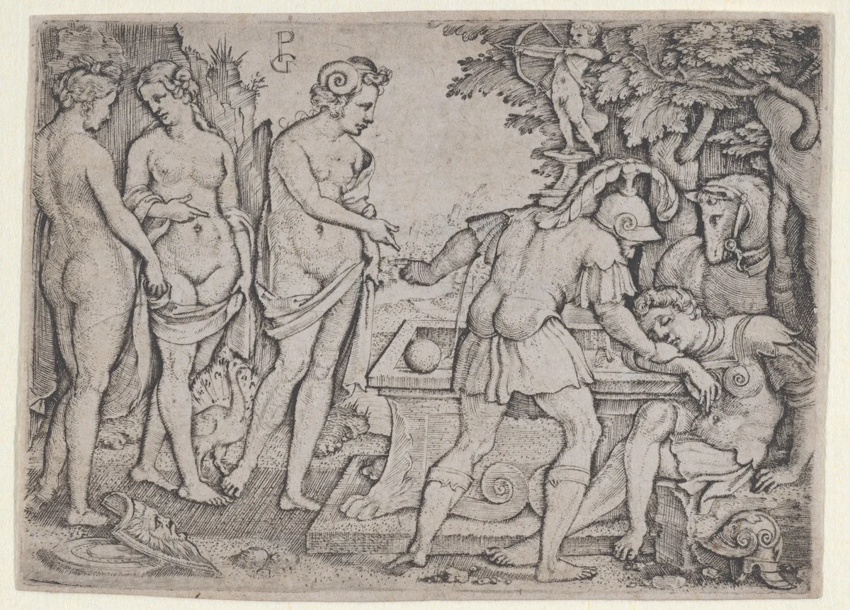 The Dream of Paris by Georg Pencz, print, 1535-1547