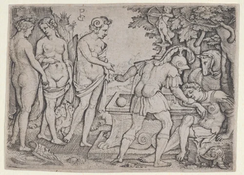 The Dream of Paris by Georg Pencz, print, 1535-1547