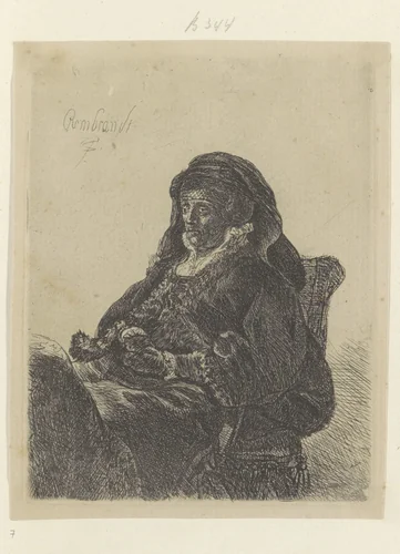 Rembrandt's moeder als weduwe met zwarte handschoenen by anonymous, book, 1631-1700
