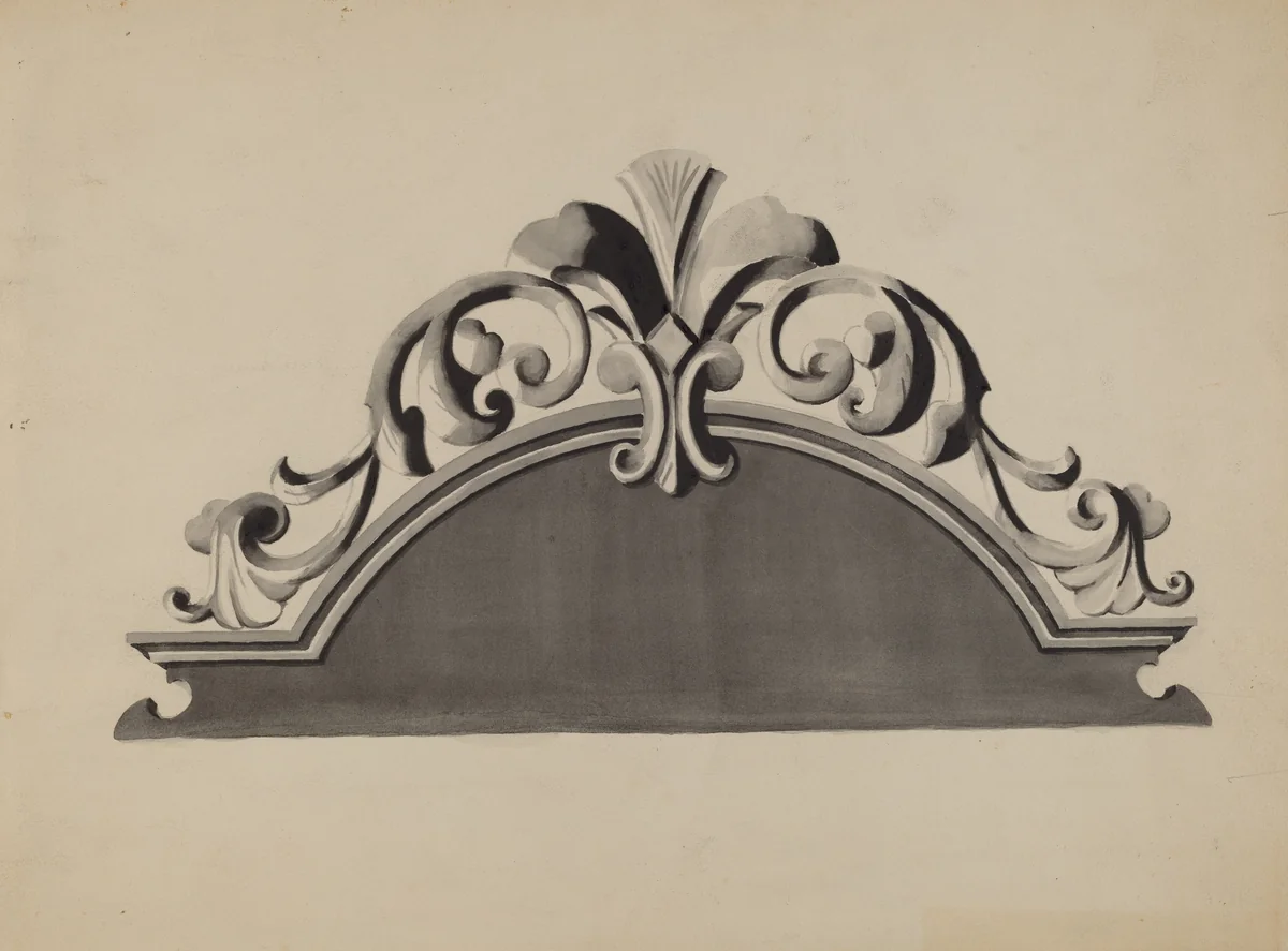 Half-canopy Carved Bed by Dorothy Posten, index of american design, 1936