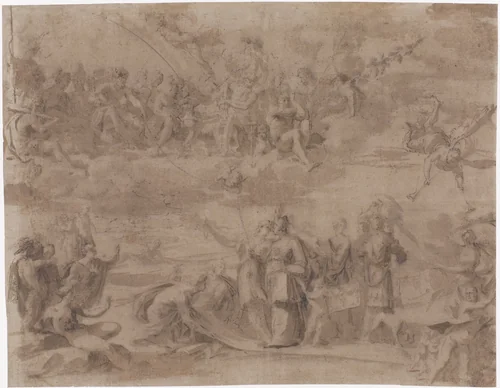 Allegorische voorstelling by Unknown, drawing, 1562-1616