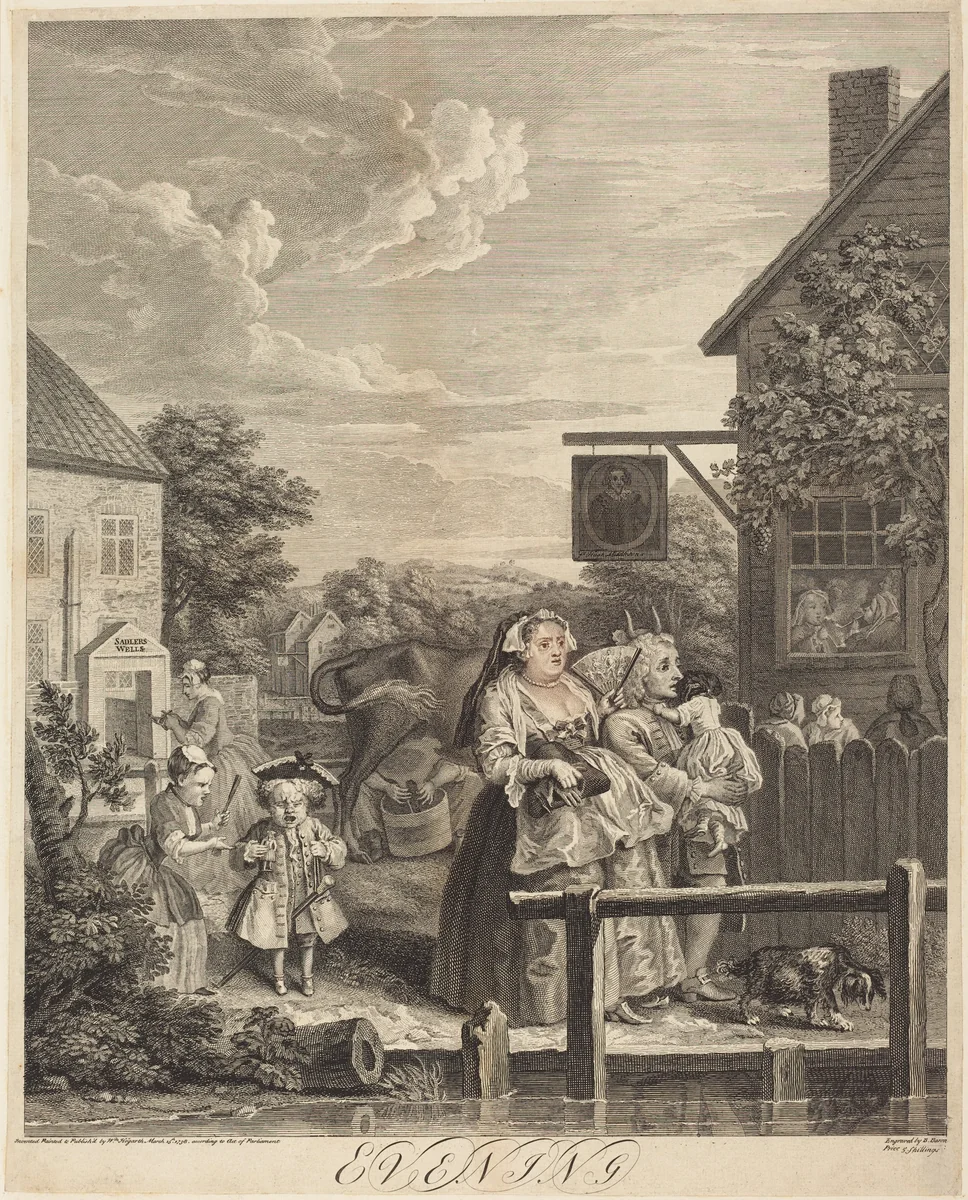 Evening by William Hogarth, print, 1738