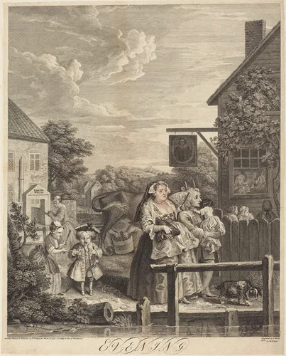 Evening by William Hogarth, print, 1738