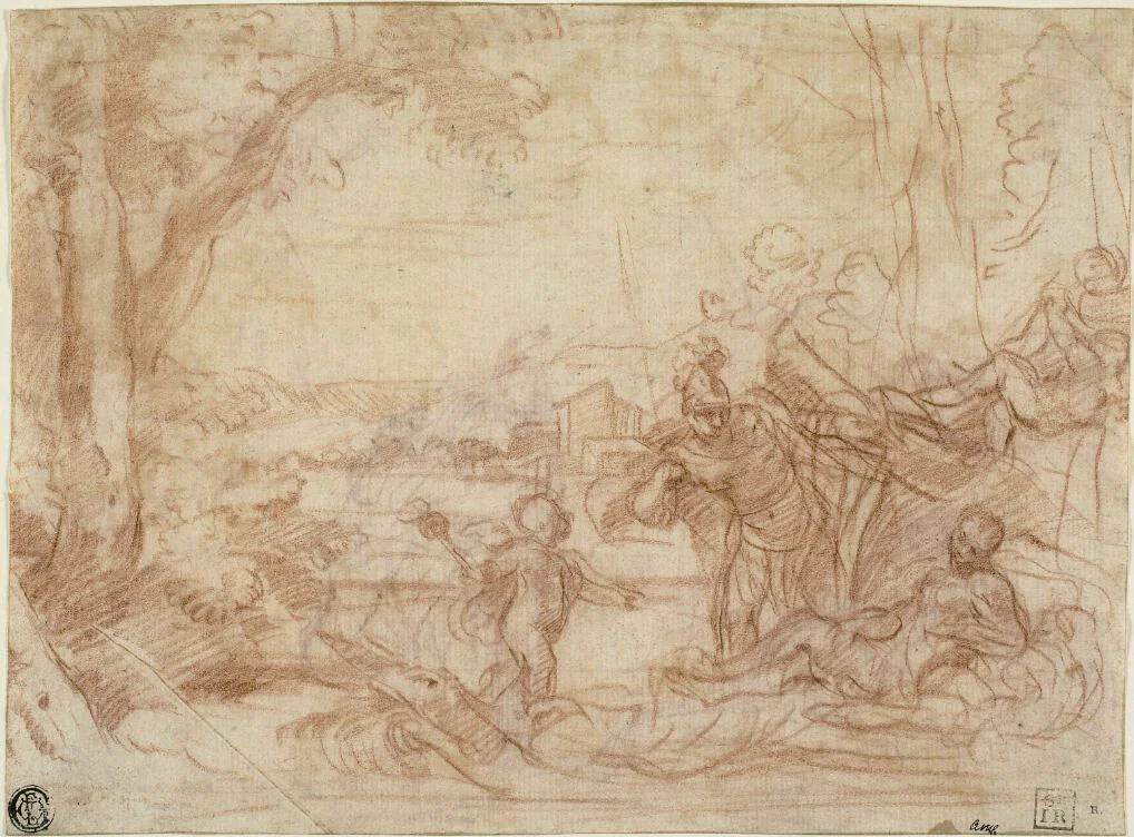 Mars and Venus (recto and verso) by Guillaume Courtois, drawing, 1648-1679