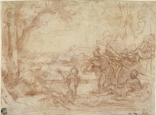 Mars and Venus (recto and verso) by Guillaume Courtois, drawing, 1648-1679