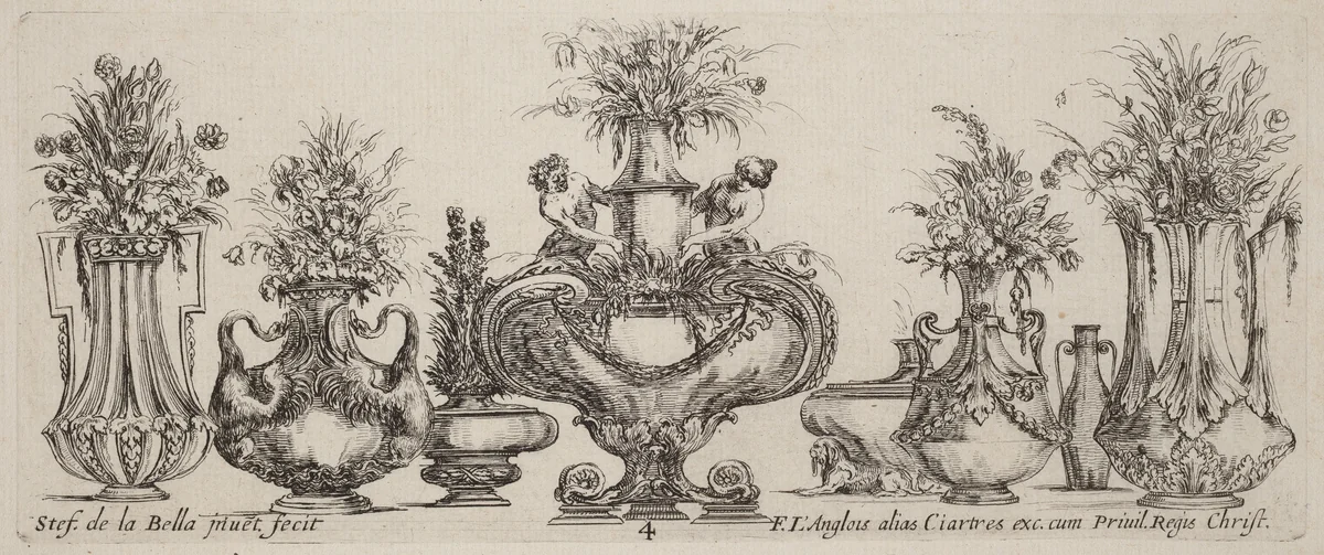 Fantastic Vases by Stefano della Bella, print, 1646