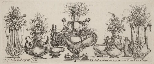 Fantastic Vases by Stefano della Bella, print, 1646