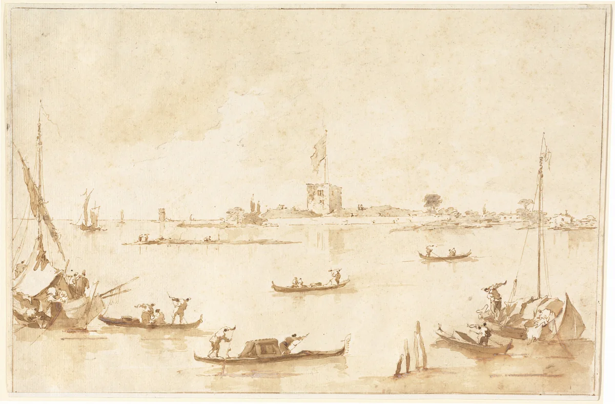 The Fortress of San Andrea from the Lagoon by Francesco Guardi, drawing, 1780-1789