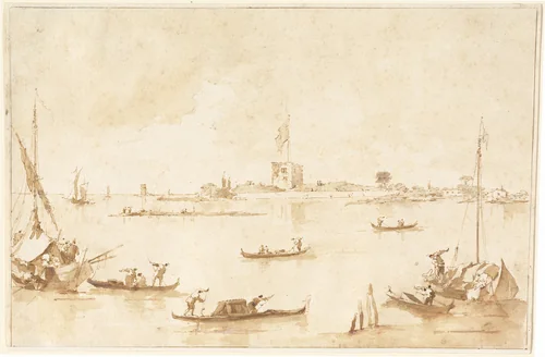 The Fortress of San Andrea from the Lagoon by Francesco Guardi, drawing, 1780-1789