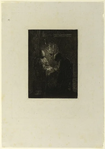 The Vigil by Jean-François Millet, print, 1856
