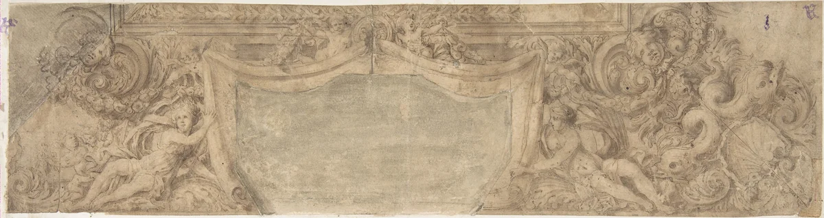 Design for Part of a Ceiling or Cornice by anonymous, drawing, 1600-1699