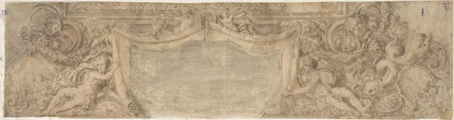 Design for Part of a Ceiling or Cornice by anonymous, drawing, 1600-1699