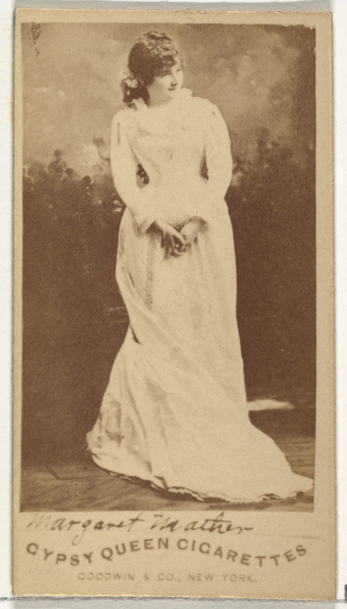 Margaret Mather, from the Actors and Actresses series (N171) for Gypsy Queen Cigarettes by Goodwin & Company, photograph, 1886-1890