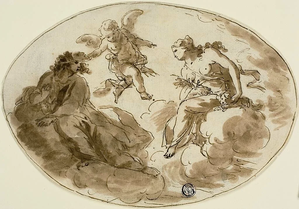 Allegory with Masked Figure by Unknown Artist, drawing, 1700-1799