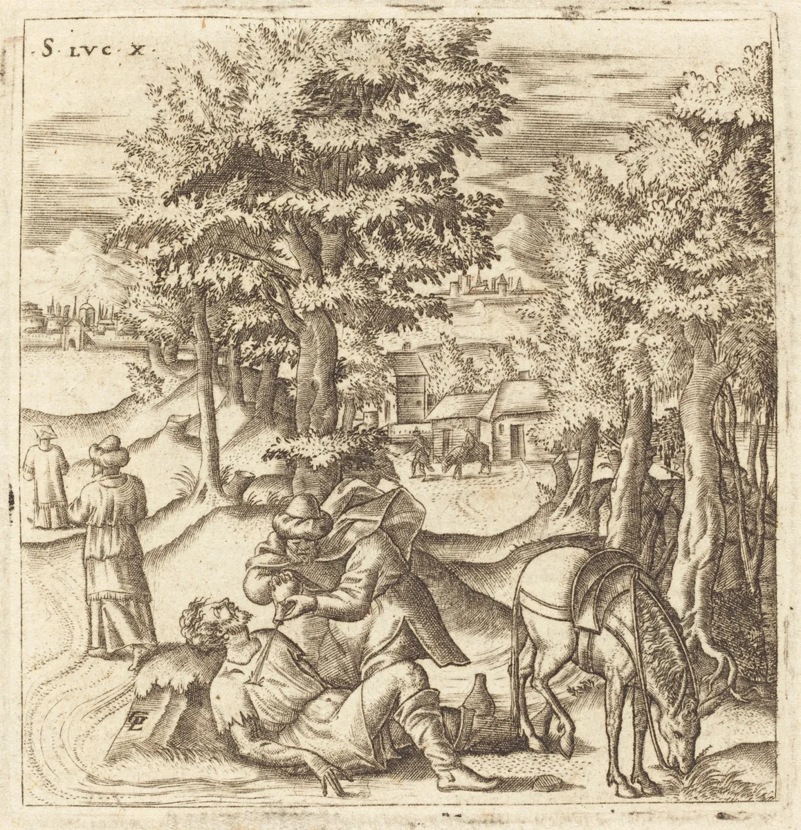 The Good Samaritan by Léonard Gaultier, print, 1576-1580