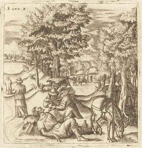 The Good Samaritan by Léonard Gaultier, print, 1576-1580