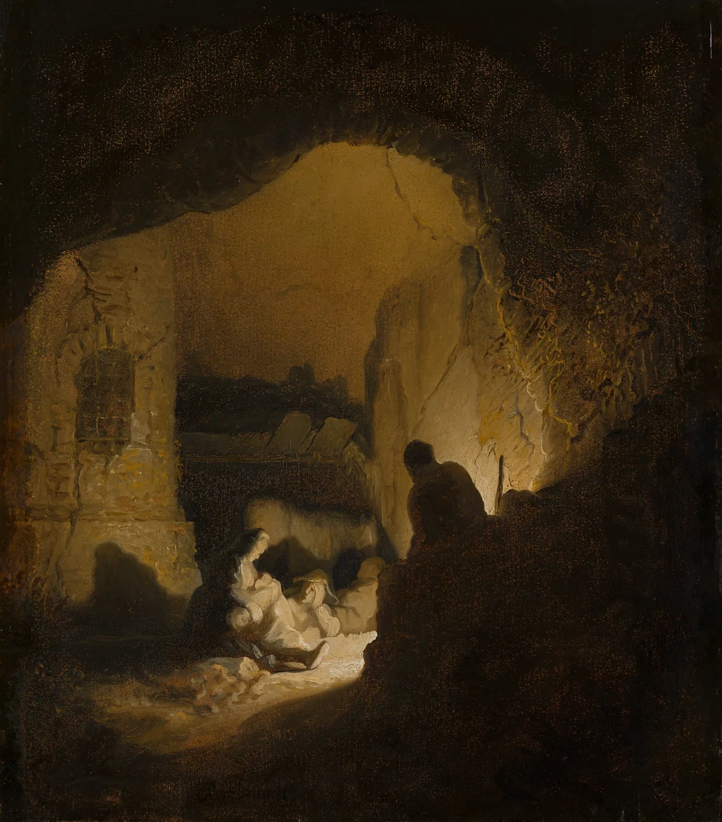 Travellers Resting (The Rest on the Flight into Egypt?) by Rembrandt van Rijn, painting, 1629