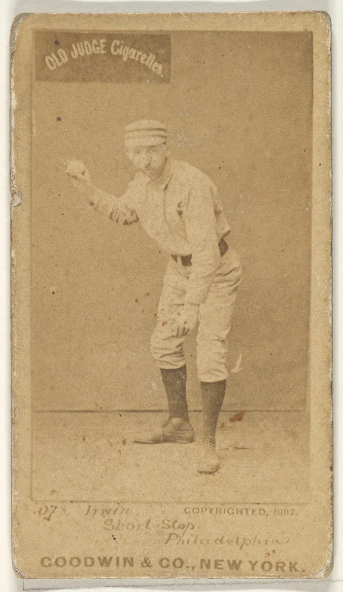 Arthur Albert "Doc" Irwin, Shortstop, Philadelphia, from the Old Judge series (N172) for Old Judge Cigarettes by Goodwin & Company, photograph, 1887