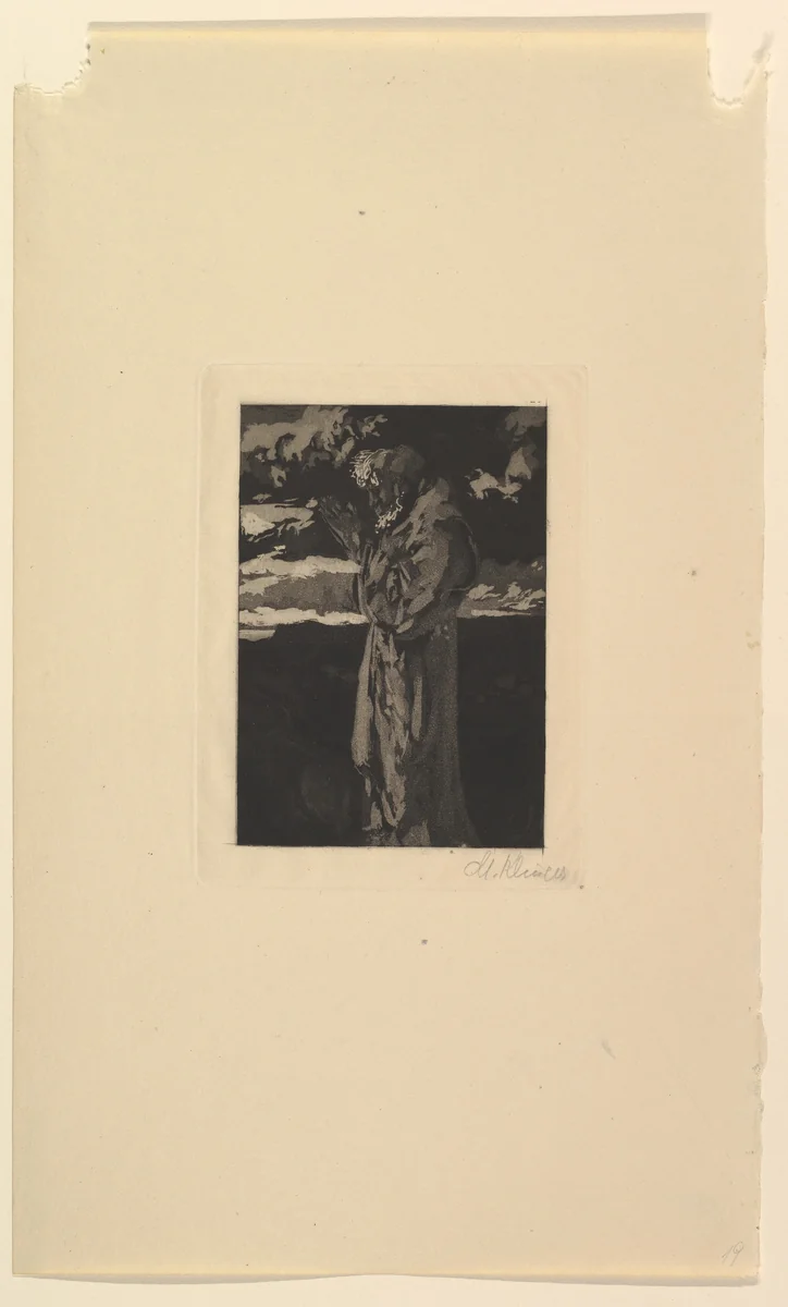 Old Man Praying (St. Anthony) by Max Klinger, print, 1865-1920