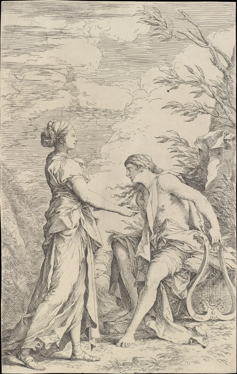Apollo and the Cumaean Sibyl by Salvator Rosa, print, 1656-1666