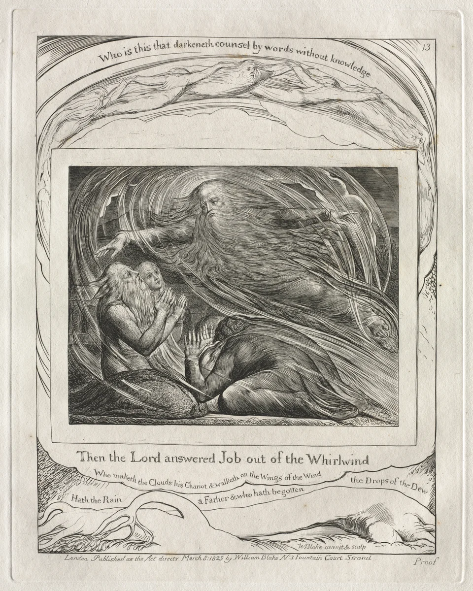 The Book of Job: Pl. 13, Then the Lord answered Job out of the Whirlwind by William Blake, other, 1825