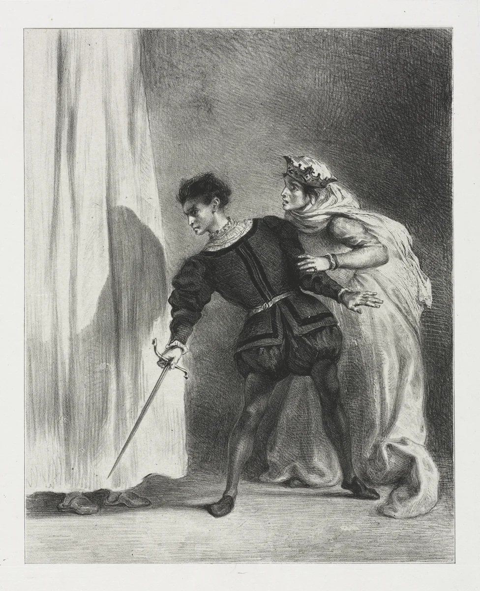 Hamlet: The Murder of Polonius by Eugène Delacroix, print, 1834