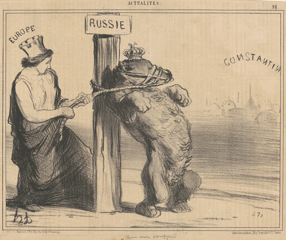 Un ours contrarié by Honoré Daumier, print, 1854