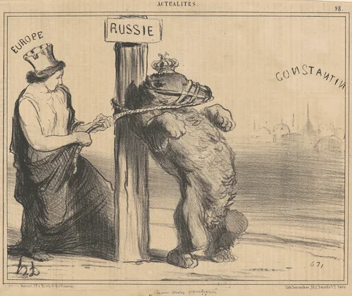 Un ours contrarié by Honoré Daumier, print, 1854