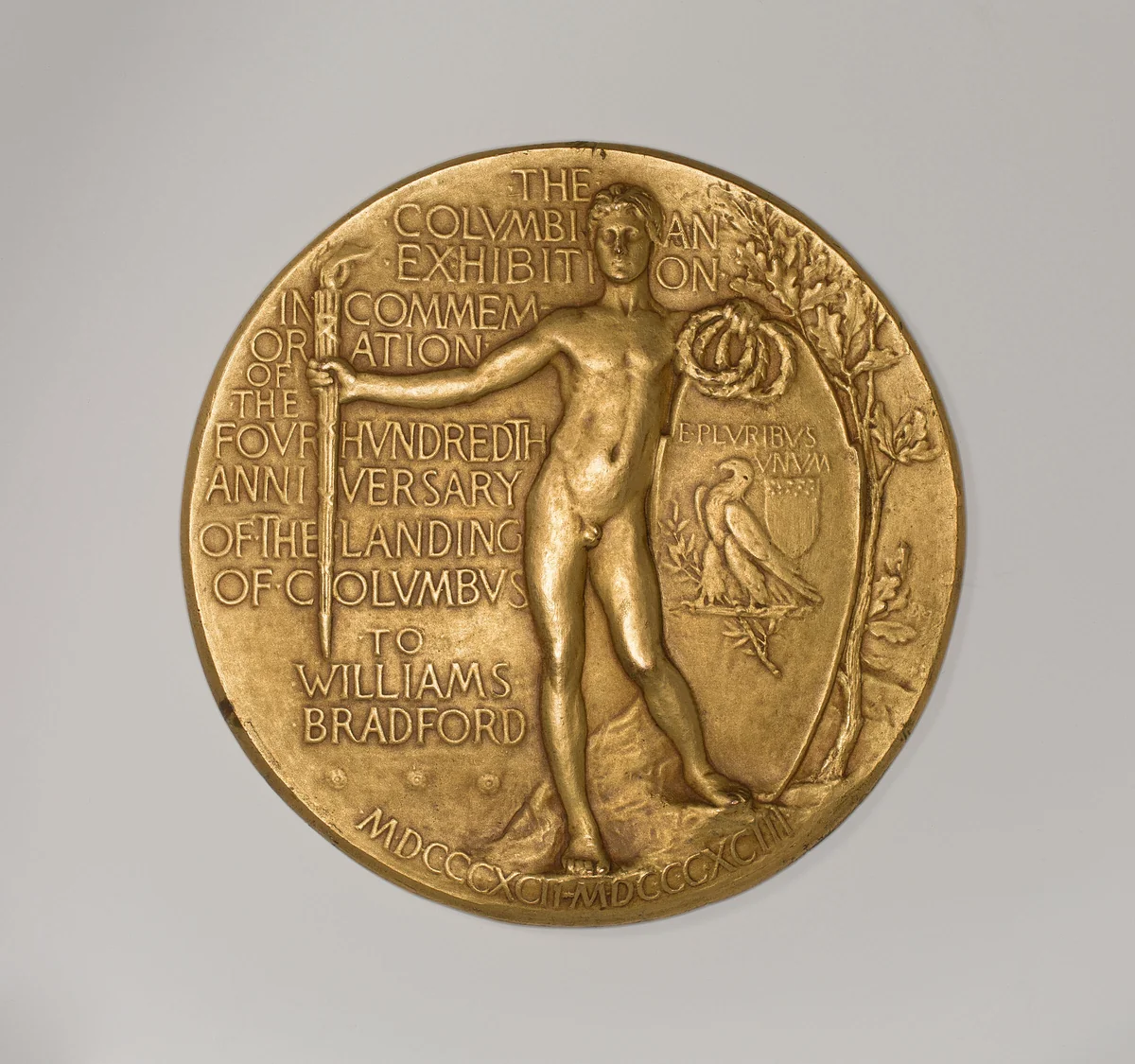 World's Columbian Exposition Commemorative Presentation Medal by Louis Saint-Gaudens, metalwork, 1892-1894