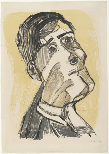 Self-Portait from Two Sides (Selbstbildnis von zwei Seiten) by Oskar Kokoschka, print, 1923