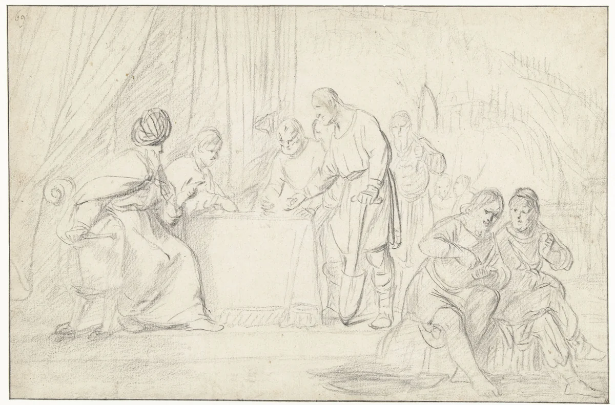 Parabel van de arbeiders in de wijngaard by Claes Moeyaert, drawing, 1602-1655