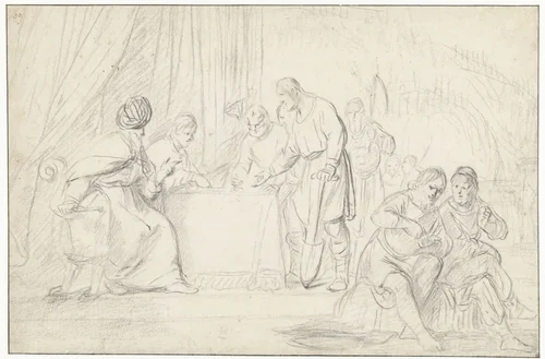 Parabel van de arbeiders in de wijngaard by Claes Moeyaert, drawing, 1602-1655