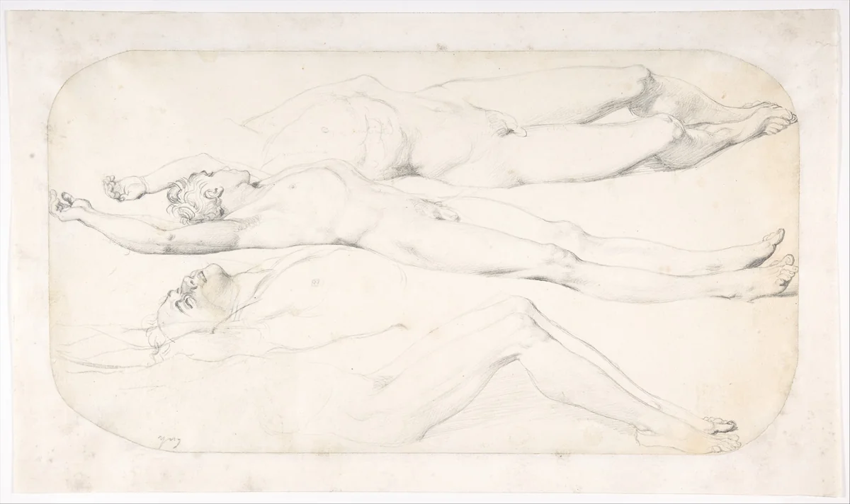 Studies for the Cadaver of Acron by Jean-Auguste-Dominique Ingres, drawing, 1805-1817