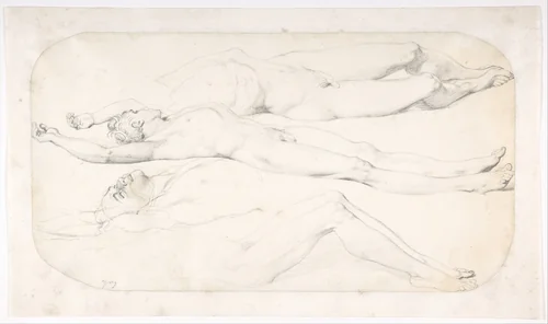Studies for the Cadaver of Acron by Jean-Auguste-Dominique Ingres, drawing, 1805-1817