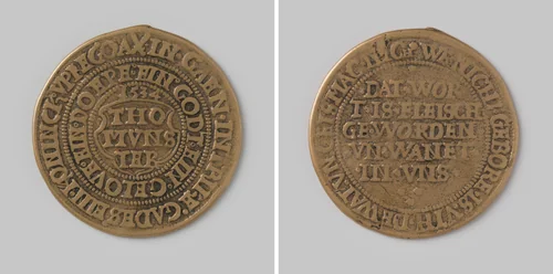 Kopie van een Münsterse Wederdoperstaler 1534 by Unknown, metalwork, 1534