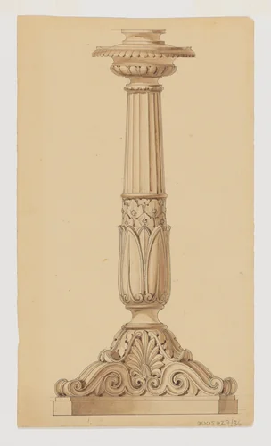 Design for a Candlestick (or Torchère) by Jean-Baptiste Louis Plantar, drawing, 1840-1880