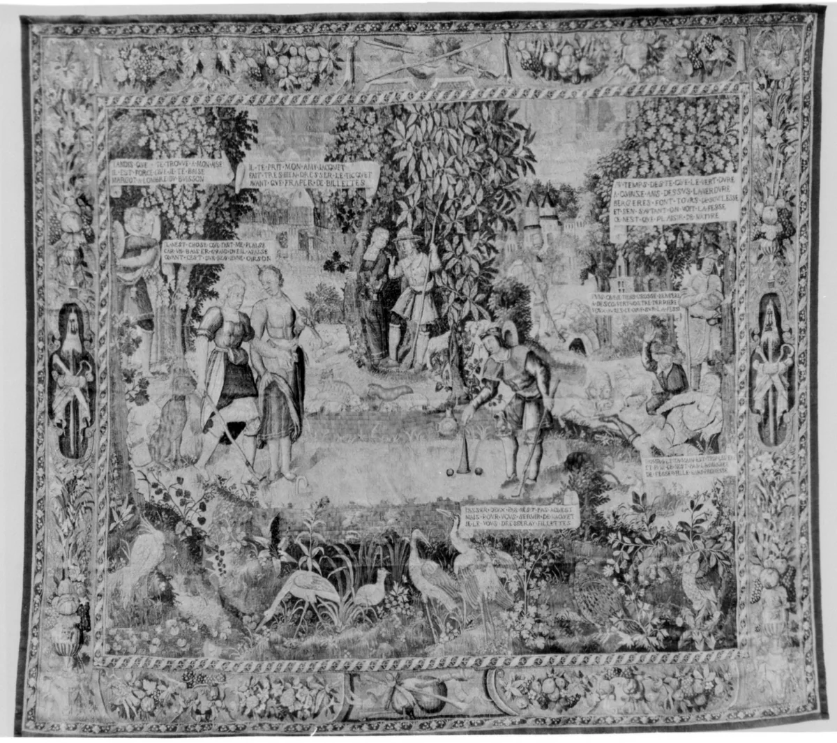Jeu de boules or The Ball Game (from the Story of Gombaut and Macée set) by Jean Leclerc, textile, 1585-1605
